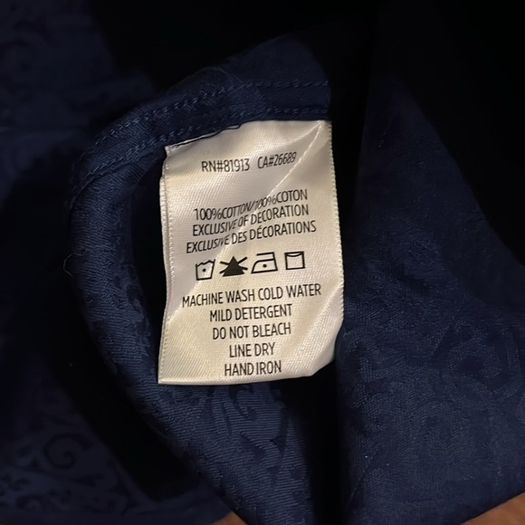 Robert Graham Men’s Button Up Paisley Geometric Flip Cuff Blue Shirt Size 3XL - Picture 9 of 10